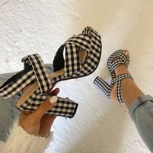 Black and white heels